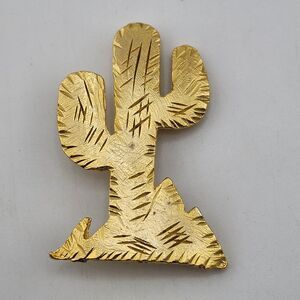 Vintage Ultra Cactus Desert Brooch Gold Tone‎